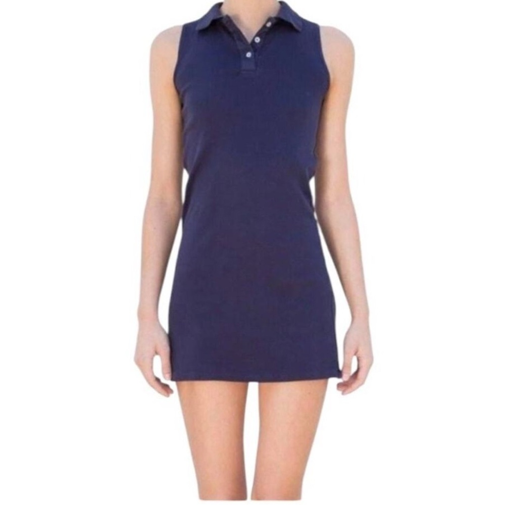 Brandy Melville Colleen Dress– Navy Sleeveless Polo Collared Dress | One Size